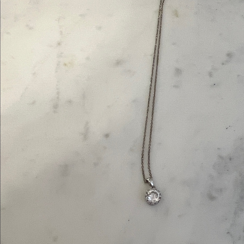 Silver Round Cubic Zirconia Pendant Necklace - Women Jewelry
